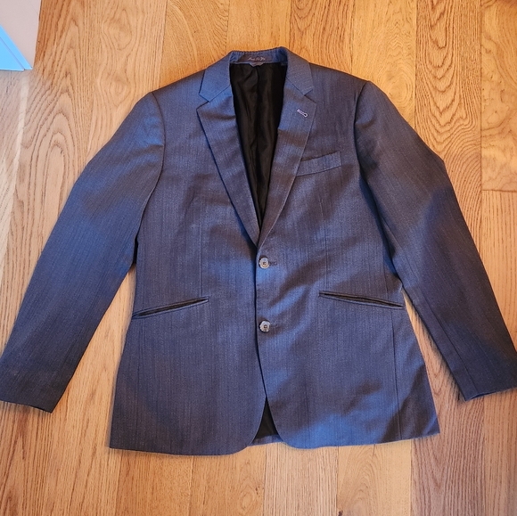 Indochino Mens Gray Wool Suit Jacket Blazer sz 40 Pants sz 34 Dress Work Wedding - Picture 1 of 14